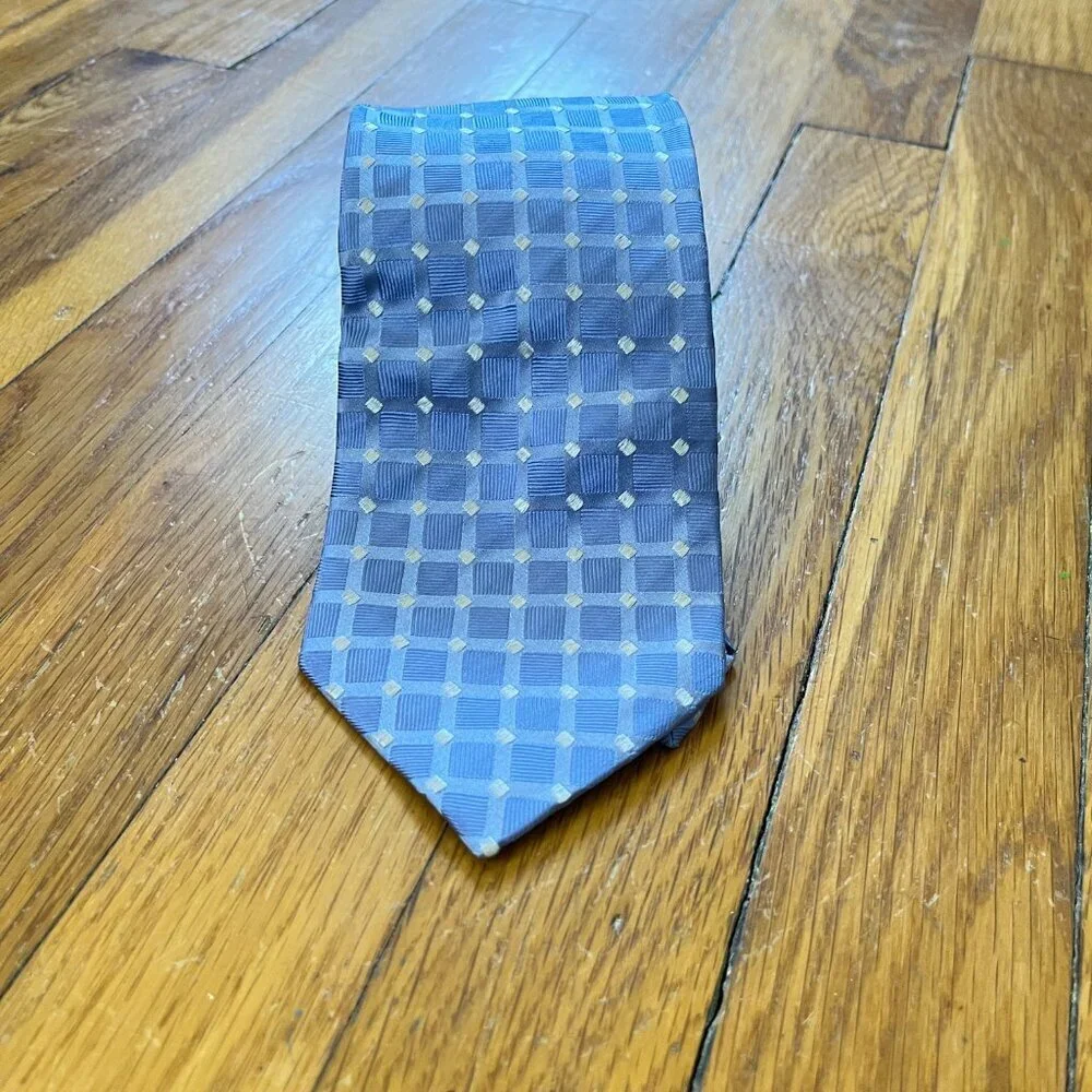 👔  NWT Stafford Essentials 100% Silk Blue Lattice
